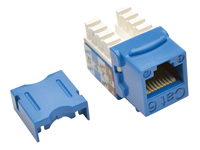 EATON TRIPPLITE Cat6/Cat5e 110 Punch Down Keystone Jack, Modular insert, CAT 6 RJ-45, blue, TAA Compliant, pack of 25