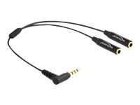 Bild von DELOCK Audio Splitter Klinkenstecker 3,5mm zu 2 x Klinkenbuchse 3,5mm 4 Pin gewinkelt