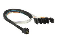 Bild von DELOCK Kabel mini SAS HD SFF-8643 > 4 x SATA 7 Pin + Sideband 0,5 m Metall