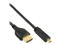 Bild von INLINE HDMI Superslim Kabel A an D HDMI Highspeed mit Ethernet Premium schwarz vergoldet 1,8m