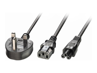 Bild von LINDY 2,5m UK 3 Pin Plug to 1x C13 & 1x C5