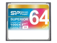 Bild von SILICON POWER 64GB 1000x CF R/W: up to 150/90 MB/s ATA interface VPG -20 PIO mode 6 UDMA 7 ECC function Retail pack