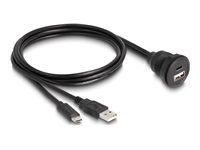 Bild von DELOCK USB 2.0 Kabel USB Typ-A Stecker und USB Type-C Stecker zu USB Typ-A Buchse und USB Type-C Buchse zum Einbau 1m schwarz