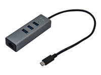 Bild von I-TEC USB-C Metal 3-Port HUB mit Gigabit Ethernet Adapter 1x USB-C auf RJ-45 3x USB 3.0 Port LED-Anzeige kompatible mit TB 3