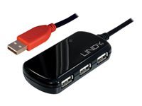 Bild von LINDY USB 2.0 Aktiv-Verlaengerung Pro 12m inklusive 4 Port USB-Hub