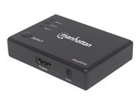 Bild von MANHATTAN Kompakter 3-Port HDMI Switch 4K60Hz Stromversorgung ueber Netzteil inkl. Fernbedienung schwarz