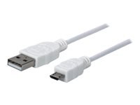 Bild von MANHATTAN Hi-Speed USB 2.0 Anschlusskabel Typ A Stecker / Typ Micro B Stecker weiss 1,8m Uebertragungsraten bis zu 480 Mbit/s