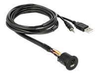 Bild von DELOCK Kabel USB Typ-A Stecker + 3,5mm 4 Pin Klinkenstecker > Einbaubuchse USB Typ-A Buchse 1,5m schwarz