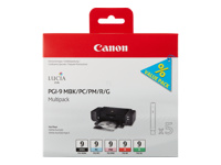 Bild von CANON PGI-9 MBK, PC, PM, R, G Tinte schwarz und vier Farben Standardkapazität combopack blister mit Alarm