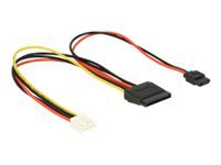 Bild von DELOCK Kabel Power Floppy 4 Pin Strom Buchse > SATA 15 Pin Buchse (5 V + 12 V) + Slim SATA 6 Pin Buchse (5 V) 24 cm