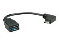 Bild von ROLINE USB 3.2 Gen 1 Kabel Typ C gewinkelt Typ A ST/BU schwarz 0,15m OTG