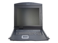 Bild von DIGITUS Modulare Konsole mit 432cm 17Zoll TFT 1 Port KVM & Touchpad US Tastatur RAL 9005 - schwarz