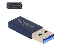 Bild von DELOCK USB 10 Gbps Adapter USB Typ-A Stecker zu USB Type-C Buchse aktiv blau