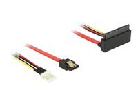 Bild von DELOCK Kabel SATA 6 Gb/s 7 Pin Buchse + Floppy 4 Pin Strom Stecker > SATA 22 Pin Buchse oben gewinkelt Metall 30 cm