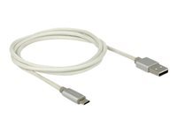 Bild von DELOCK Kabel USB 2.0 A Stecker > USB 2.0 Micro B Stecker mit Textilummantelung weis 1m