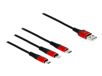 Bild von DELOCK USB Ladekabel 3 in 1 für Lightning / Micro USB / USB Type-C 1m