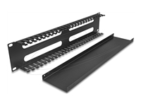 Bild von DELOCK 48,26cm 19Zoll 2 HE Kabelmanagement Rangierpanel mit 4 Öffnungen Metall schwarz