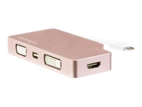 Bild von STARTECH.COM USB-C Video Adapter Multiport - Rotgold - 4-in-1 USB-C auf VGA DVI HDMI oder mDP Display Adapter - 4K