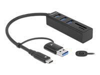 Bild von DELOCK 3 Port USB 3.2 Gen 1 Hub + SD und Micro SD Card Reader mit USB Type-C oder USB Typ-A Anschluss