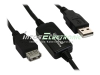 Bild von INLINE USB 2.0 Aktiv-Verlaengerung 10m InLine mit Signalverstaerkung / Repeater Stecker A an Buchse A 10m