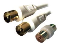MCL Câble d antenne TV 9,5mm mâle / mâle 90 dB HQ + adapt - 2m