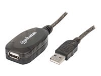 Bild von MANHATTAN Hi-Speed USB 2.0 Repeater Kabel  In Reihe schaltbar  A-Stecker / A-Buchse  20m  Schwarz