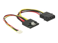 Bild von DELOCK Stromkabel SATA 15 Pin Buchse > Molex 4 Pin Stecker + 4 Pin Strombuchse