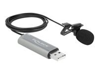 Bild von DELOCK USB Krawatten Lavalier Mikrofon Omnidirektional 24 Bit/192kHz mit Clip und 3,5mm Stereoklinken-Kopfhöreranschluss