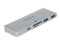 Bild von DELOCK 3 Port Hub und 2 Slot Card Reader für MacBook mit PD 3.0 und einschiebbarem USB Type-C Anschluss