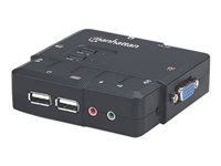 Bild von MANHATTAN 2-Port Kompakt-KVM-Switch USB mit Kabeln und Audiounterstuetzung schwarz Unterbrechungsfreies Umschalten