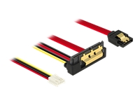 Bild von DELOCK Kabel SATA 6 Gb/s 7 Pin Buchse + Floppy 4 Pin Strom Buchse > SATA 22 Pin Buchse unten gewinkelt Metall 30 cm