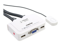 Bild von INLINE KVM Switch 2-fach VGA  USB mit Audio und integrierten Kabelsaetzen 0,9m weiss