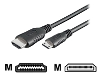 Bild von TECHLY HDMI High Speed mit Ethernet und Mini HDMI Anschlusskabel 1,8m schwarz Anschluesse HDMI 19pol. Stecker auf Mini HDMI 19pol