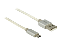 Bild von Delock Daten- und Ladekabel USB 2.0 Typ-A Stecker > USB 2.0 Micro-B Stecker mit Textilummantelung weiss 25 cm