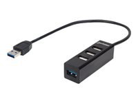 Bild von MANHATTAN USB 3.0/2.0 Kombo Hub Ein USB 3.0-Port drei USB 2.0-Ports Stromversorgung ueber USB schwarz