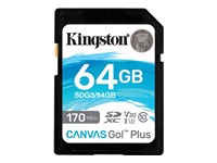 Bild von KINGSTON 64GB SDXC Canvas Go Plus 170R C10 UHS-I U3 V30