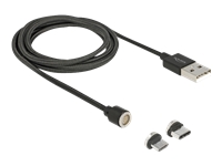 Bild von DELOCK Magnetisches USB Daten- und Ladekabelset für Micro USB / USB Type-C schwarz 1,1m