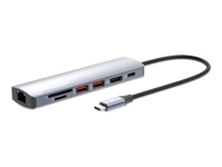 Bild von MANHATTAN USB-C PD 7-in-1 Dockingstation USB-C auf 1xHDMI 4K60Hz 2xUSB-A 10 Gbit/s 1xUSB-C PD 100 W 1xGb-RJ45 SD/MicroSD-Kartenleser