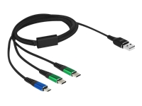 Bild von DELOCK USB Ladekabel 3 in 1 Typ-A zu Micro USB / 2 x USB Type-C 1m