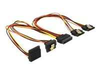 Bild von DELOCK Kabel SATA 15 Pin Strom Stecker mit Einrastfunktion > SATA 15 Pin Strom Buchse 2 x gerade / 1 x unten / 1 x oben 30 cm