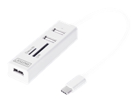 Bild von DIGITUS USB 2.0 Typ C HUB mit Kartenleser 3x USB 2.0. 1x SD 1x MicroSD Port Aluminium Gehäuse