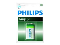 Батерия PHILIPS LONGLIFE, 9V, 6F22