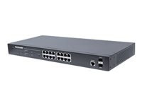 Bild von INTELLINET 16-Port Gigabit Ethernet PoE+ Switch Web-Managed with 2 SFP Ports PoE+/PoE 374W Endspan 48.26 cm 19Zoll Rackmount schwarz