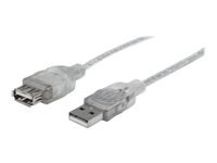 Bild von MANHATTAN Hi-Speed USB 2.0 Verlaengerungskabel 4,5m silber  USB Typ A Stecker - USB Typ A Buchse Bis zu 480 Mbps