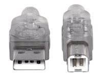 Bild von MANHATTAN USB 2.0 Anschlusskabel 1,8m silber USB Typ A Stecker - USB Typ B Stecker  Bis zu 480 Mbps