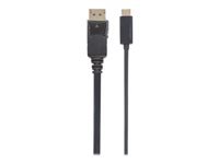 Bild von MANHATTAN USB Typ C auf DisplayPort-Kabel 1m Konvertiert das Alternate-Mode-Signal in ein DisplayPort 4K-Ausgangssignal schwarz