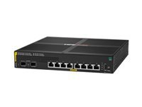HPE Aruba CX 6000 Switch, 8x 1GBase-T Class 4 PoE, 2 SFP Ports, PoE 67W, 1U, Layer 2, ACL, QoS, Web GUI, CLI, Aruba NetEdit, Fanless