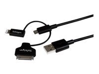 Bild von STARTECH.COM 1m Lightning oder 30-pin Dock oder Micro USB  auf USB Kabel - Schwarz - Lade- / Datenkabel