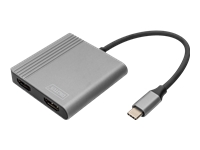 Bild von DIGITUS USB-C - 2x HDMI Adapter 18cm 4K/30Hz Silver Aluminium housing