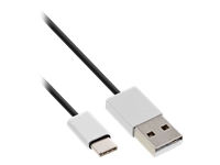 Bild von INLINE USB 2.0 Kabel Typ C Stecker an A Stecker schwarz,Alu flexibel 1m